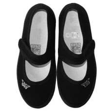 Black Girls Velcro Plimsolls