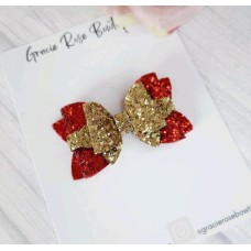 Christmas Hair Accessory - Gold/Red Glitter