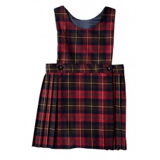 Pinafore, Pleated, Burgundy Check